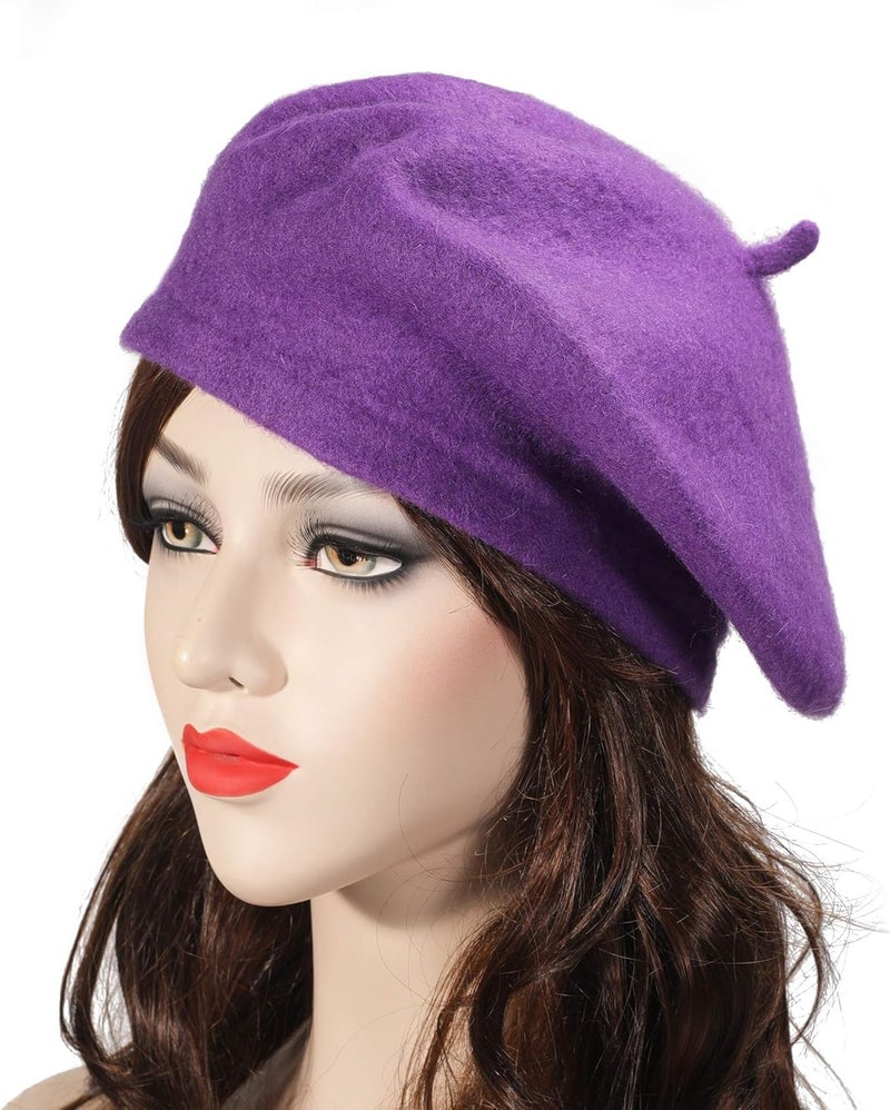 ZLYC Wool French Beret Hat Solid Color Beret Cap for Women Girls - Image 2