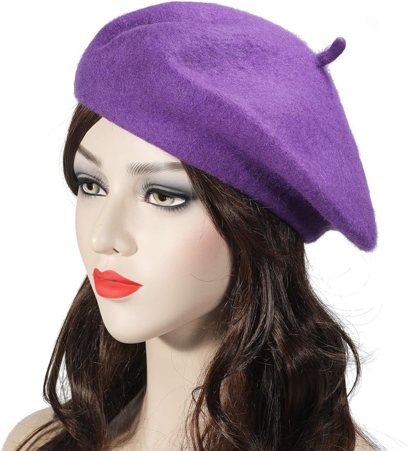 ZLYC Wool French Beret Hat Solid Color Beret Cap for Women Girls - Image 3