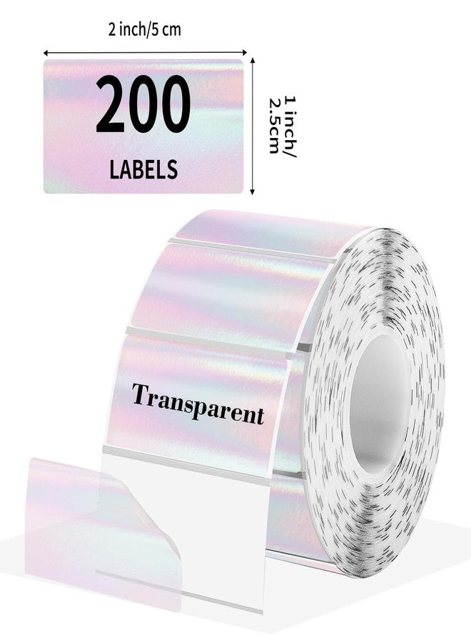 ملصقات حرارية شفافة، ملصقات شفافة قابلة للطباعة بحجم 2 × 1 بوصة، ملصقات حرارية شفافة ثلاثية الأبعاد باللون الوردي، تصميم بخطوط مثقبة - 200 ورقة - Image 2