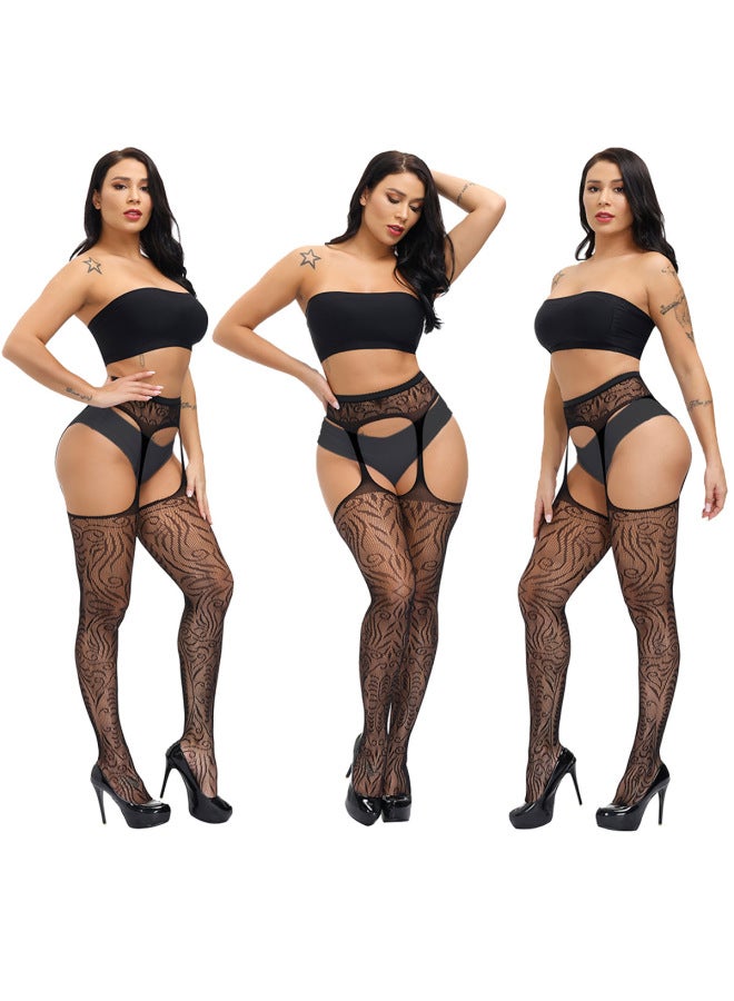 Europe And The United States Fun Suspenders Stockings Stockings Super Elastic Garter Belt Pants Ladies Open Range Fine Mesh Non-slip