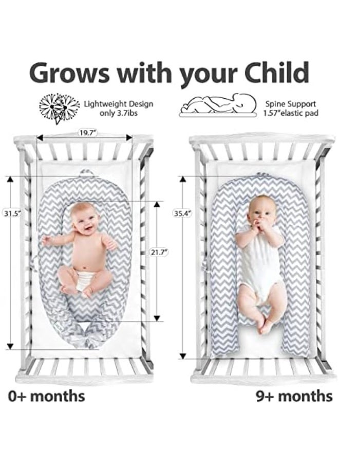 مورو مورو سرير  أطفال ، مقعد أرضي للرضع خفيف الوزن محمول قابل للتعديل ، كرسي استرخاء حديثي الولادة فائق النعومة 100٪ قطن ومسامي Fiberfill - Image 4