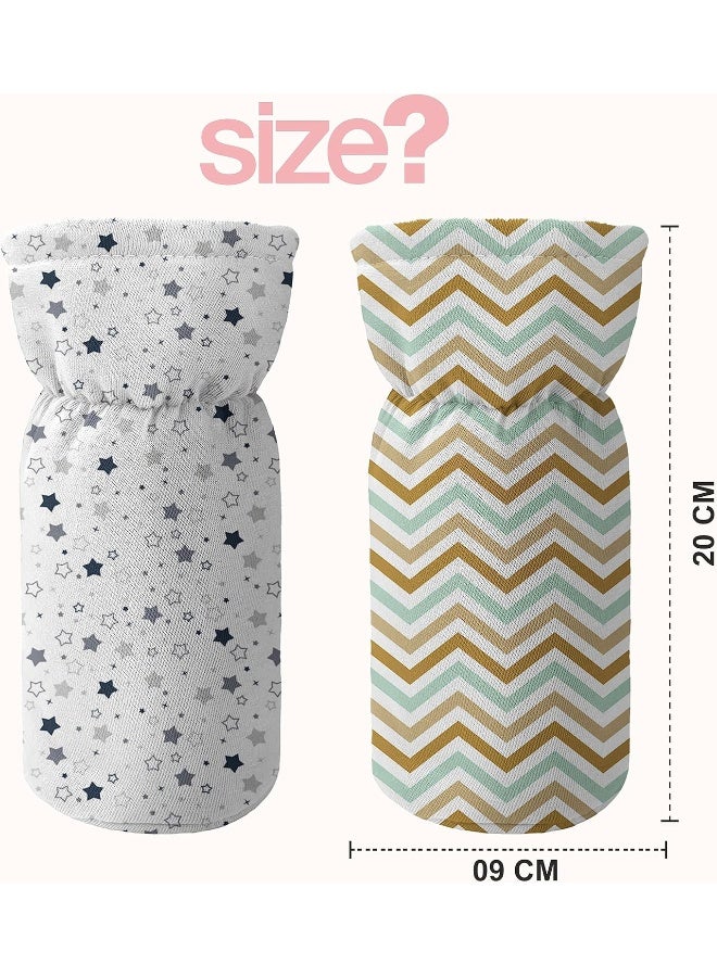 Custom Catch Cotton Soft Plush Baby Bottle Feeding Cover Tote Modern Bag Carrier Bag Bottle Cover With Strap Pack Of 2, Multicolor - Image 5