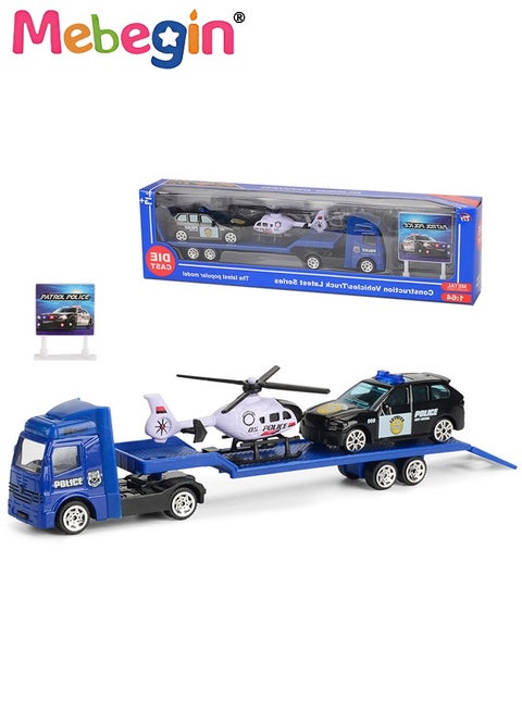 Emergency Vehicle Toy Playsets with Police Car and Rescue Helicopter Friction Powered Rescue Vehicle Set Best Toddler Kids Boys Birthday Party Gifts