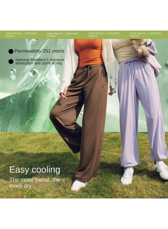 Cool Sun-proof】spring/summer Bestseller Women's Casual Pants With Elastic Ankles, Sun Protection, Tummy Control, High Waist, Cooling, Leg-lengthening Effect - Image 5