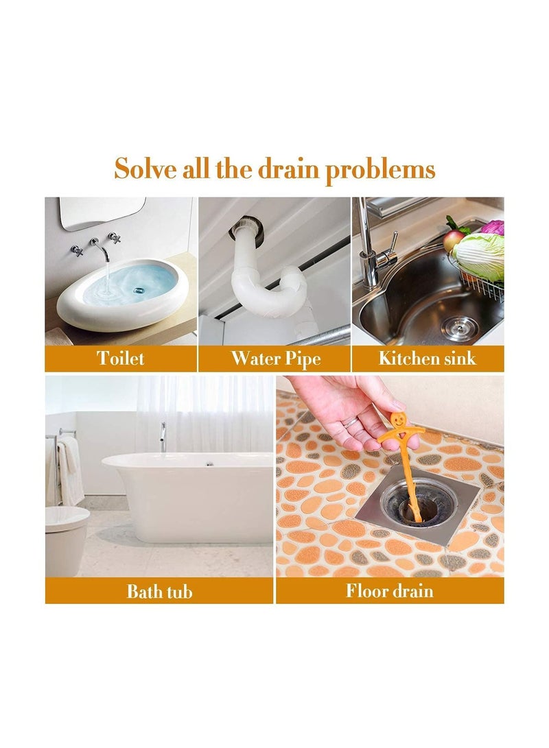 Drain Depilator Sink Dredge Cleaning Tool Kit, Suitable for Kitchen Bathroom Bathtub (6 in 1 2*stainless Block Remover+3*plastic Snake+1*drain Brush) - Image 2