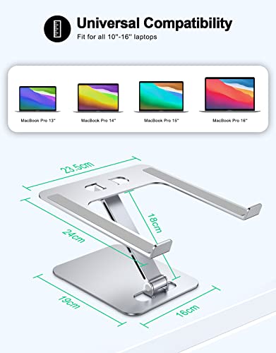 RIWUCT Foldable Laptop Stand, Height Adjustable Ergonomic Computer Stand for Desk, Aluminum Portable Laptop Riser Lecterns Holder Mount Compatible with MacBook Pro Air, HP, Dell 10-16" - Image 5