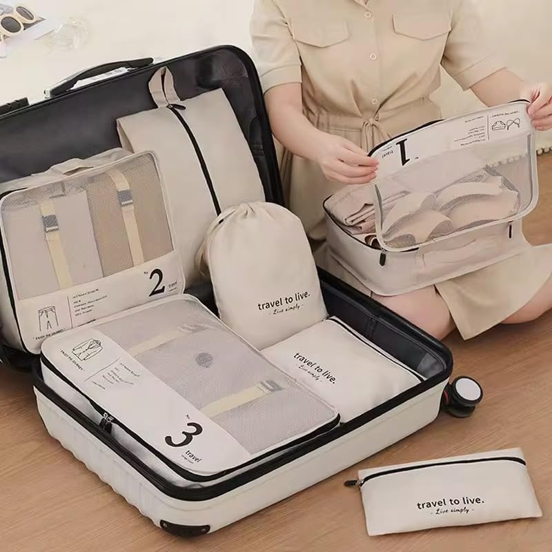 Tafan 7-Piece Suitcase Organiser, Suitcase Organiser Packing Cubes - Waterproof Suitcase Organiser Set Backpack Organiser Packing Cube Travel Organiser for Holiday - Image 3