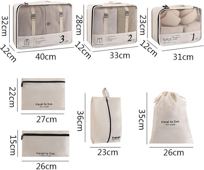Tafan 7-Piece Suitcase Organiser, Suitcase Organiser Packing Cubes - Waterproof Suitcase Organiser Set Backpack Organiser Packing Cube Travel Organiser for Holiday - Image 2