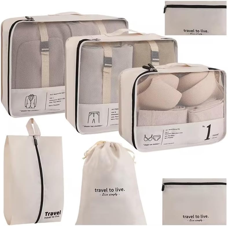 Tafan 7-Piece Suitcase Organiser, Suitcase Organiser Packing Cubes - Waterproof Suitcase Organiser Set Backpack Organiser Packing Cube Travel Organiser for Holiday - Image 1