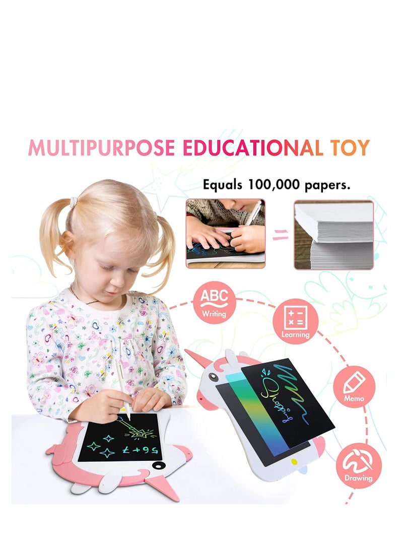 SYOSI Unicorn LCD Writing Tablet for Kids 8.5 Inch Doodle Scribbler Pad with Stylus Painting Board Magic Board Birthday Gifts Drawing Board Educational Toys for 3 Years Old Boy Girl Pink  - Image 4