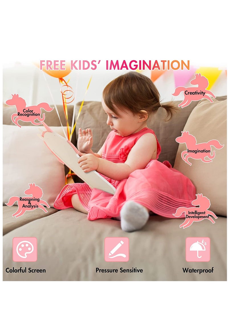 SYOSI Unicorn LCD Writing Tablet for Kids 8.5 Inch Doodle Scribbler Pad with Stylus Painting Board Magic Board Birthday Gifts Drawing Board Educational Toys for 3 Years Old Boy Girl Pink  - Image 2