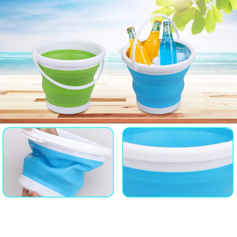 Anzmtosn 3L Jumbo Foldable Buckets, Sand Beach Toy Silicon Pails for Kids Adults, Collapisible Water Buckets Sandbox Kit Tool Multi Use for Outdoor, Cleaning Washing, Camping, Traveling, Towels, Picnic 3 Pack - Image 3