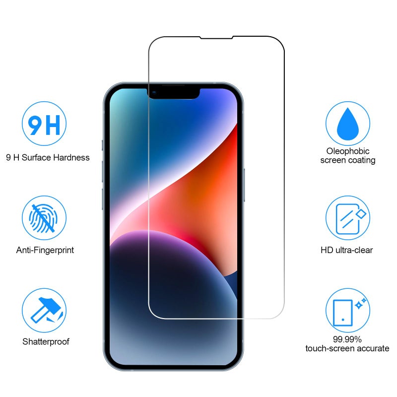 SIBEITU 3 Pack Screen Protector for iPhone 14 Plus with 3 Pack Camera Lens Tempered Glass Protector, 6.7 Inch HD Clear Tempered Glass Film 9H Hardness Full Coverage, Anti-Scratch, No Air Bubbles - Image 2