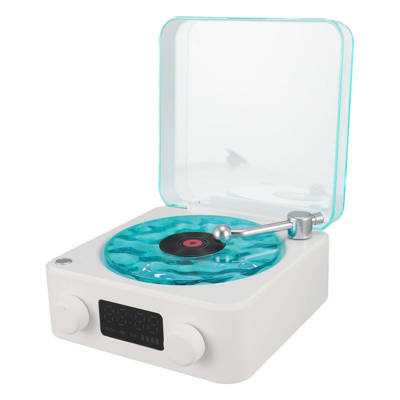 Record Player Style Bluetooth Speaker with Night Light and Time Display 3 in 1 Multifunction Small Stereo Wireless Speaker Green - Image 5