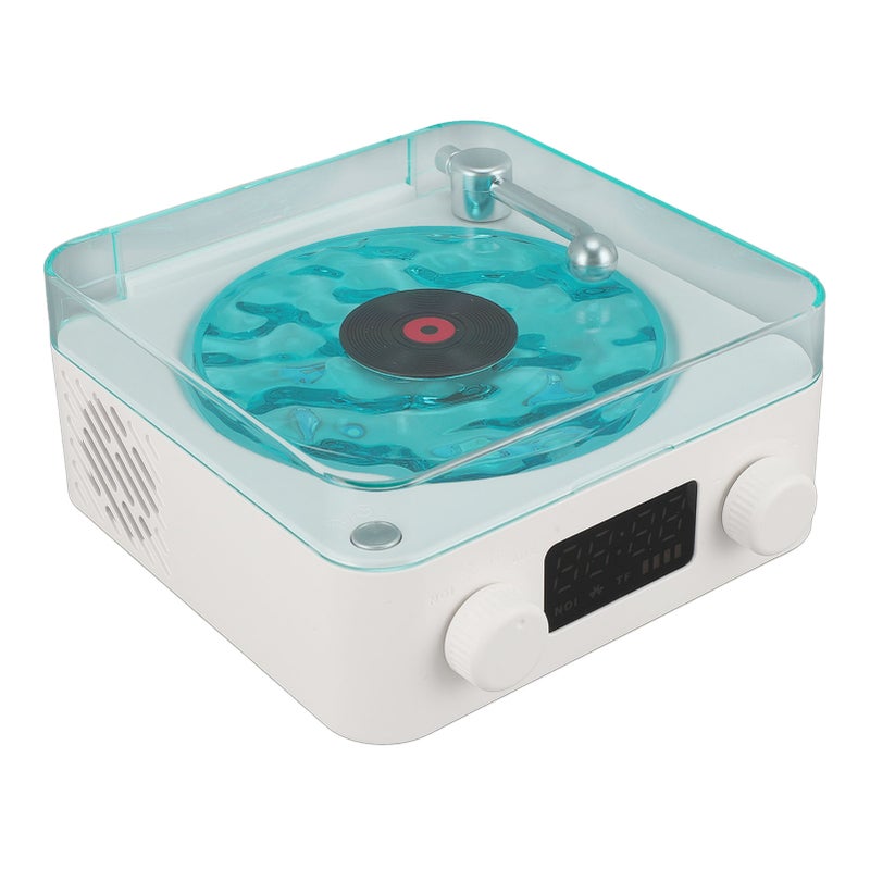 Record Player Style Bluetooth Speaker with Night Light and Time Display 3 in 1 Multifunction Small Stereo Wireless Speaker Green - Image 2