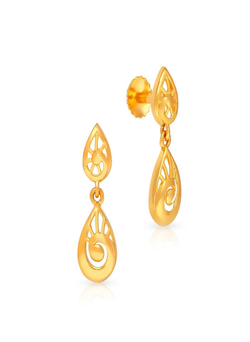 Malabar Gold and Diamonds 22k 916 Purity Gold Drops Earrings for Women DZER453Y  - Image 1