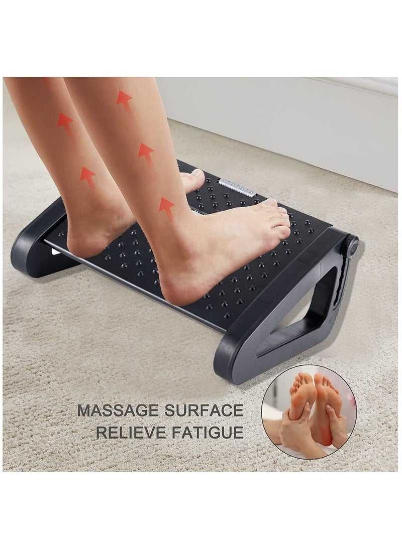 Under Desk Footrest, Adjustable Foot Rest with Massage Texture and Roller, Ergonomic Step Stool with 6 Height Position for Home, Office, School Black - Image 4