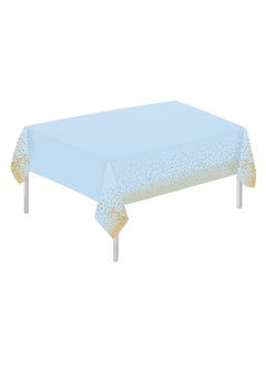 MARKQ Plastic Dot Tablecloth for Rectangle Table 54" x 72" Disposable Table Cover for Bridal Shower Wedding Birthday Party Decorations (Blue and Gold)  - Image 1