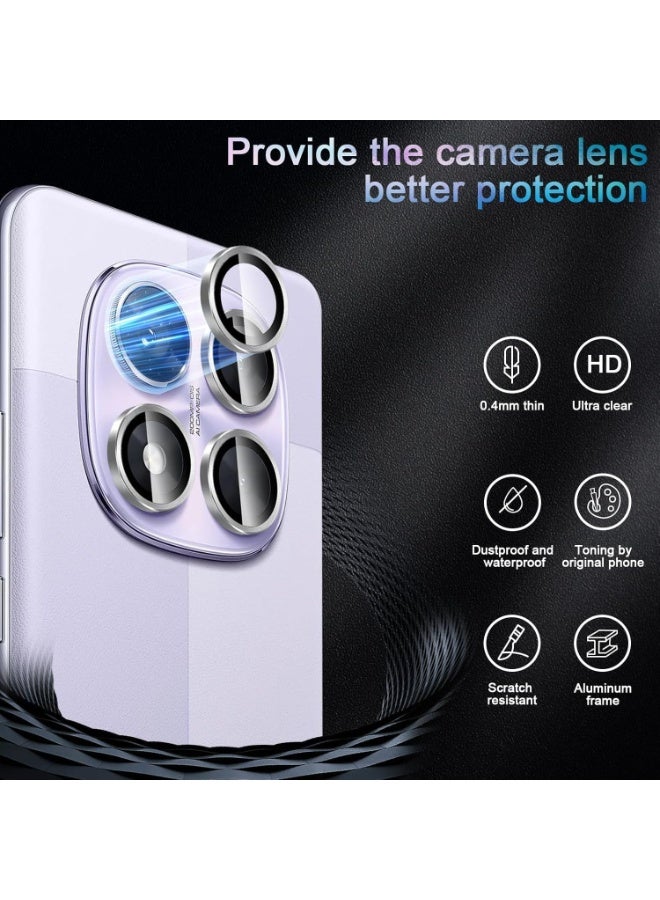 Camera lens protector with full protection compatible with Redmi Note 15 Pro/Note 15 Pro Plus, dual protection metal + tempered glass, camera protector for Redmi Note 15 Pro/15 Pro Plus (Silver) - Image 2