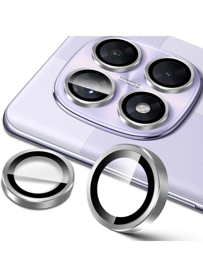 Camera lens protector with full protection compatible with Redmi Note 15 Pro/Note 15 Pro Plus, dual protection metal + tempered glass, camera protector for Redmi Note 15 Pro/15 Pro Plus (Silver) - Image 1