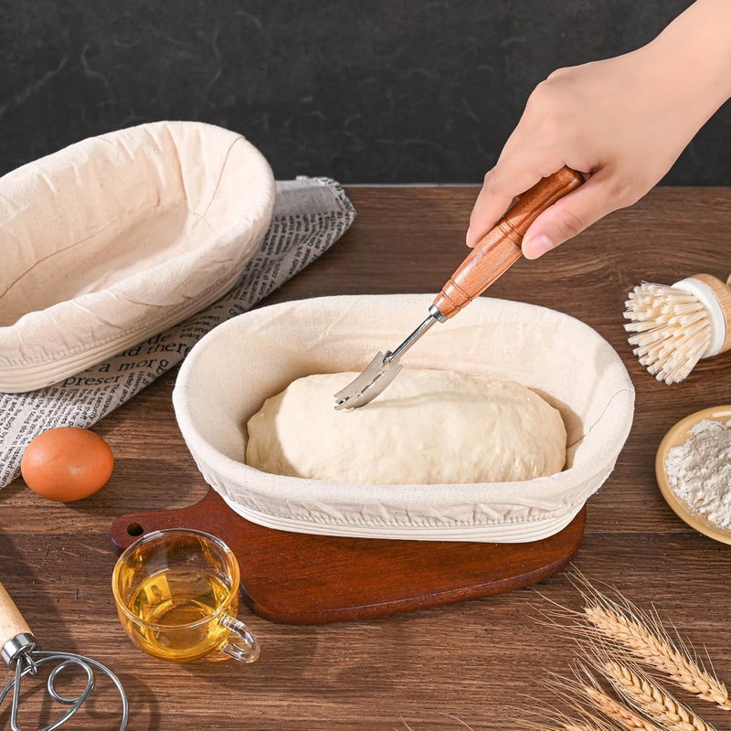 Saint Germain Bakery "Saint Germain Bakery Premium Round Bread Banneton Basket with Liner - Perfect Brotform Proofing Basket for Making Beautiful Bread (10"" Oval (2x count))" - Image 3