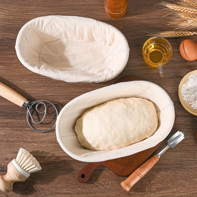 Saint Germain Bakery "Saint Germain Bakery Premium Round Bread Banneton Basket with Liner - Perfect Brotform Proofing Basket for Making Beautiful Bread (10"" Oval (2x count))" - Image 5