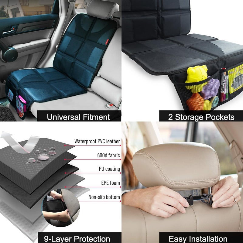 Autobase Car Seat Protector for Child Car Seat  Largest and Thickest Waterproof Backseat Protector for Kids and Pets  HeavyDuty NonSlip Rubber Padded Backing Black XL  1 Pack - Image 4