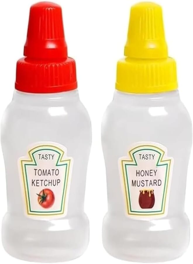 kunya® Ketchup Bottles Refillable Salad Dressing Tomato Sauce Mayo Syrup Squeeze Containers Bottle Lunch box Plastic Portable Squeezable Squirt Condiments Jars (Multicolor) (Mini) 25 ML
