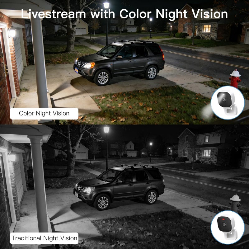 VIMTAG 2.5K Cameras for Home Security, 2.4G& 5G Color Night Vision Security Camera Indoor Outdoor for Baby Pet Dog Cat with Phone APP, Motion Detection 2-Way Audio, Work with Alexa,Cloud, 2 Pack - Image 3