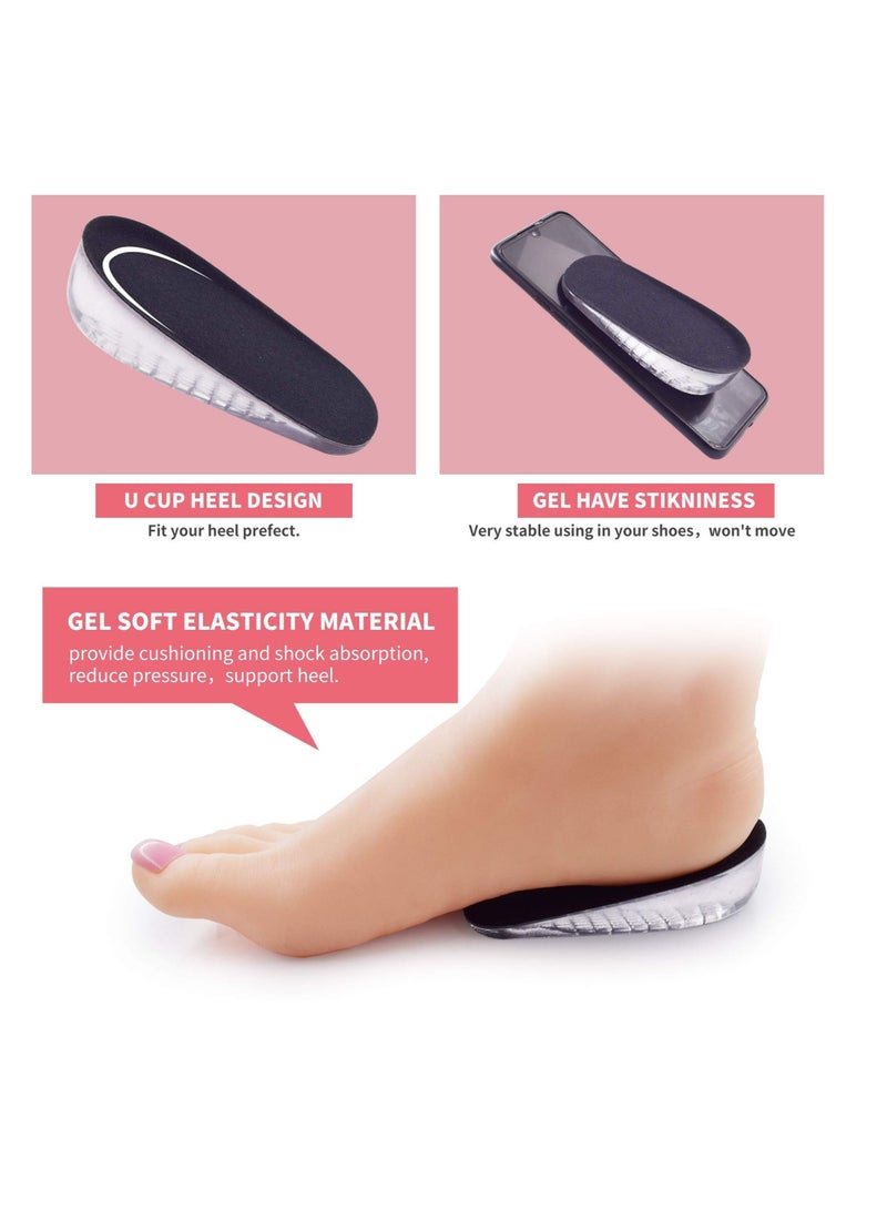 Captaintech Gel Height Increase Heel Insoles,Invisible Shoe Lifts Inserts,Cushion Elastic Shock Absorption Pads,Increase 1cm 2cm 3cm for Men and Women - Image 2