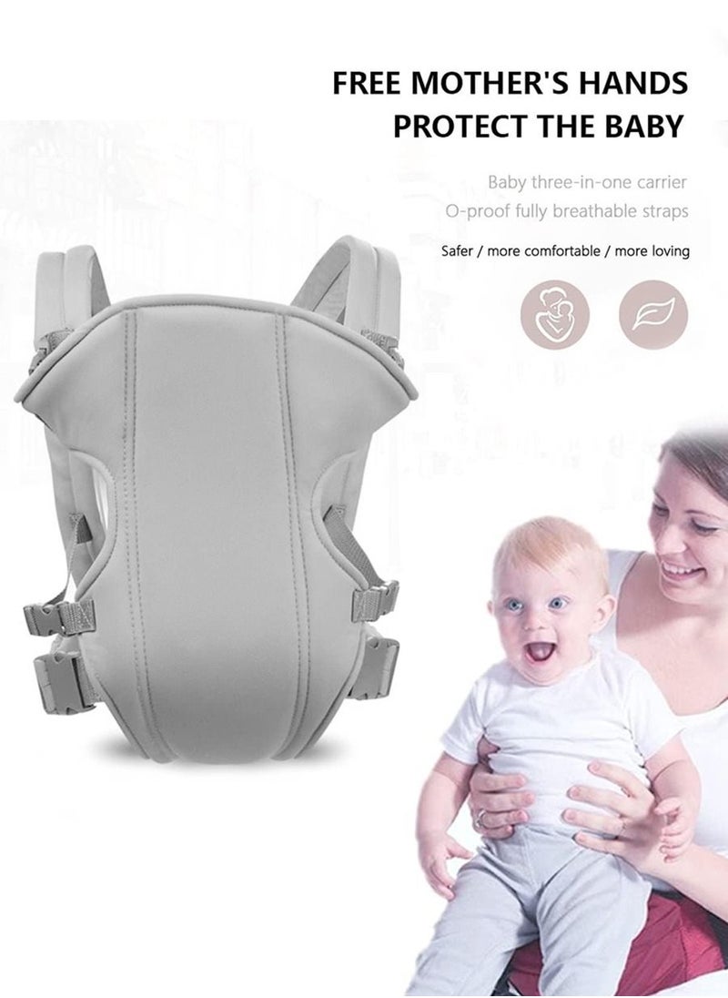 MileMelo - 4-In-1 Baby Adjustable Carrier With Comfortable Head Support And Buckle Strap - Grey - Image 1