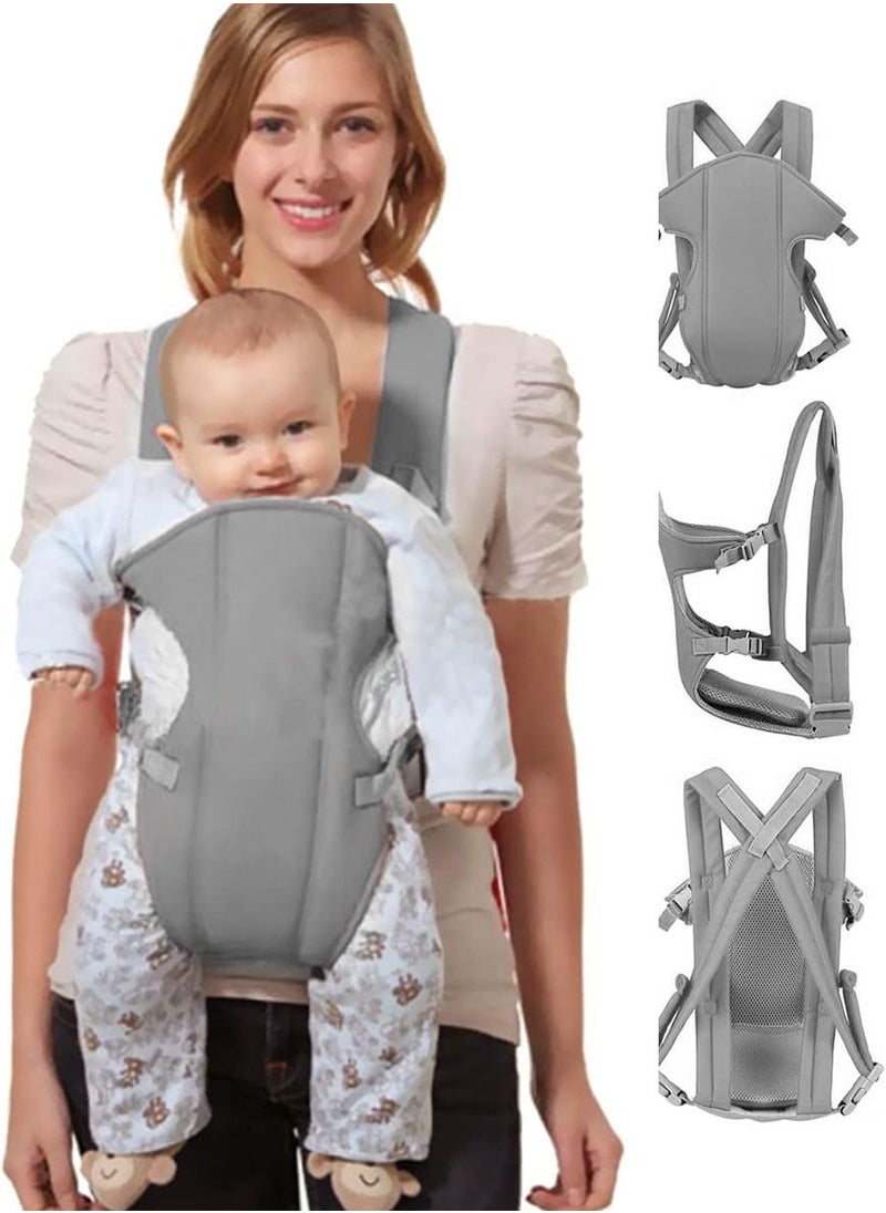 MileMelo - 4-In-1 Baby Adjustable Carrier With Comfortable Head Support And Buckle Strap - Grey - Image 1