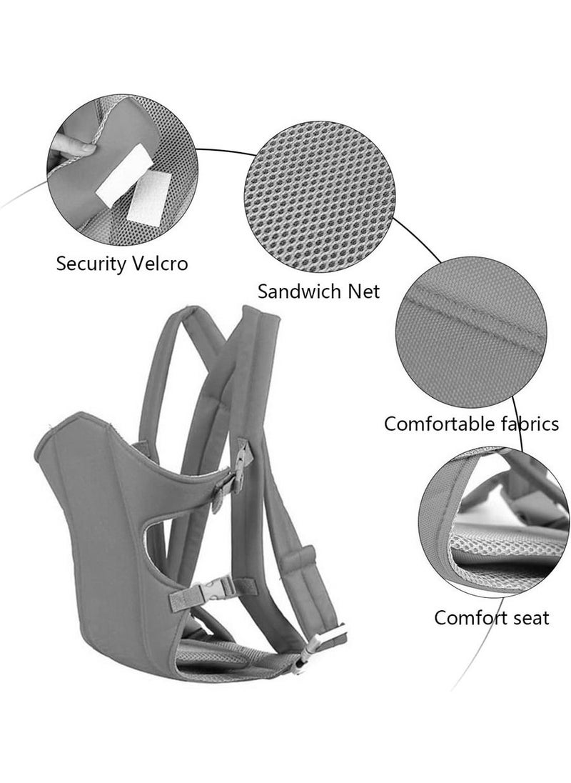 MileMelo - 4-In-1 Baby Adjustable Carrier With Comfortable Head Support And Buckle Strap - Grey - Image 1