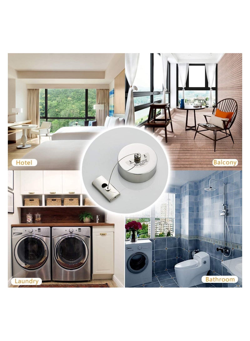 Retractable Clothesline SUS304 Stainless Steel Clothes Dryer with Adjustable Rope String Hotel Style Heavy Duty, Drill Free or Screw Wall Mount, 9.2 Feets, Polished Chrome Finish - Image 2