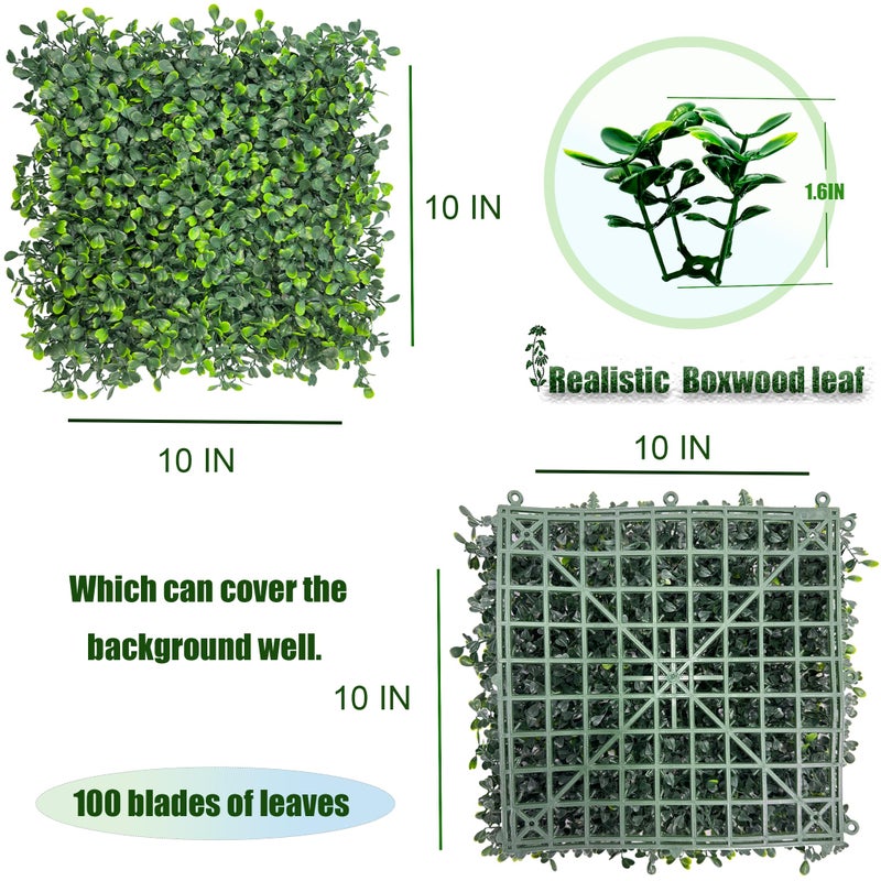 DOPGIB Artificial Grass Wall Backdrop,10"x 10"(16P) UV-Anti Boxwood Faux Green Wall Panels for Interior, Greenery,Garden and Indoor Outdoor Fake Plant Decor - Image 2