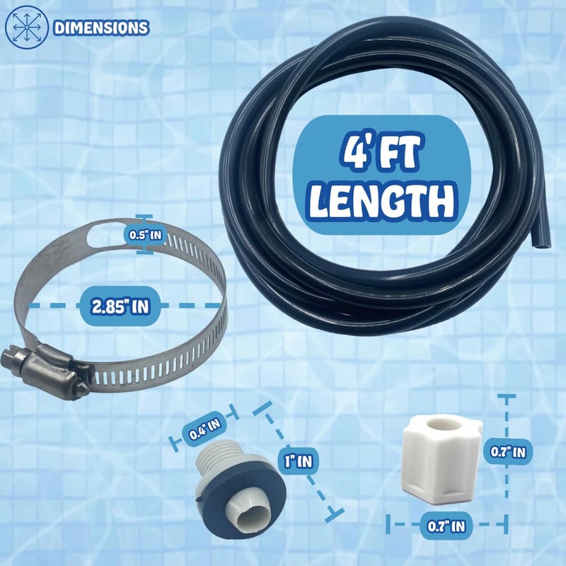 Poolzilla Offline Feeder Connection Pack - with Saddle Clamp, Tubing, and Check Valve Inlet Coupling Assembly - Compatible with Hayward CL200, CL220 Feeders - Image 2