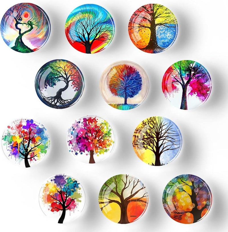 SHOPECOM Glass Fridge Magnets Texture Crystal Refrigerator Glass Magnets Strong Locker Magnet for Kitchen Office Whiteboards Cabinets Photos Party Creative Decorative Magnets for Gift12pcs Set