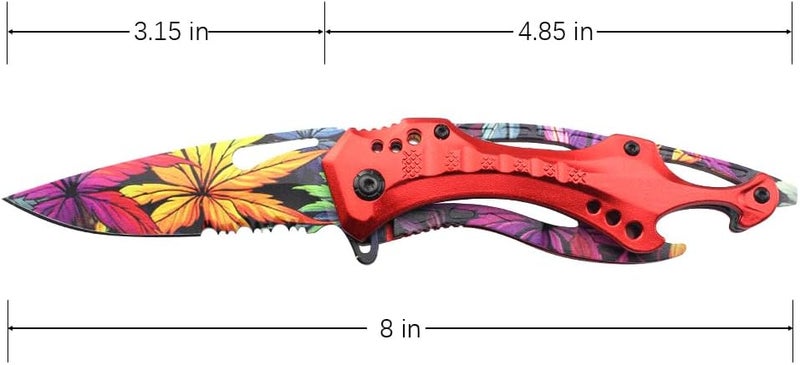 MTECH USA Folding Knife, 3.75-Inch Half-Serrated Blade, Titanium Coating, Glass Breaker, Pocket Clip - Image 4