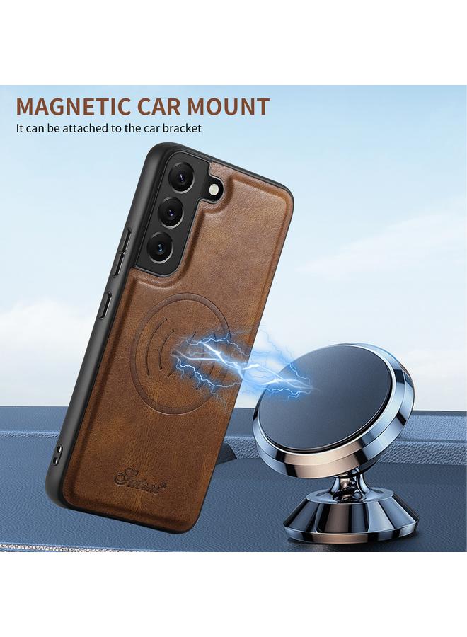 Suteni Case For Samsung Galaxy S23 5G H19 Oil Wax 2-in-1 MagSafe Removable Card Box Back Phone Case - Image 3