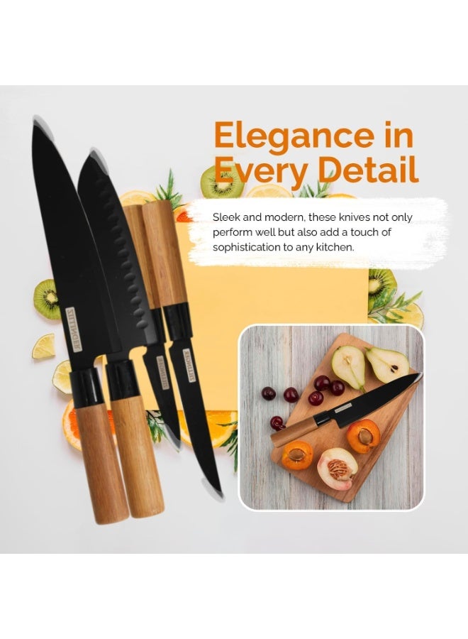 ZILLINGER Japanese Knife Set - 4 Pcs High-Carbon Stainless Steel Chef Knife Set for Precision Cutting, Slicing, Dicing, and Chopping - Lightweight, Dishwasher Safe Ultra-Sharp Kitchen Knife Set - Image 3