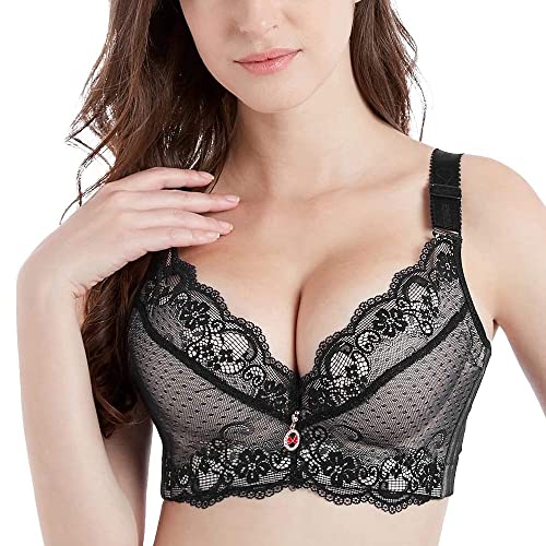 FallSweet Padded Push Up Lace Bras for 34A to 44C Underwire,(Black,38C) - Image 1