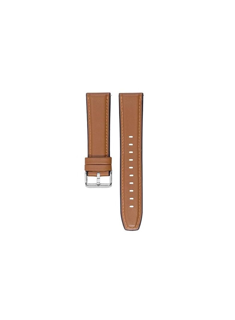 Huawei GT2E / GT2 Pro / GT2 46 - GT3 46 - 46mm Silicone Leather Replacement Strap Watchband 22mm - Camel Silver Buckle - Image 2