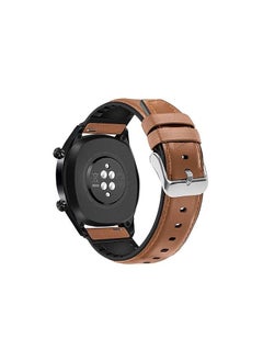 Generic Huawei GT2E / GT2 Pro / GT2 46 - GT3 46 - 46mm Silicone Leather Replacement Strap Watchband 22mm - Camel Silver Buckle  - Image 1