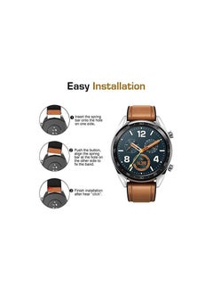 Generic Huawei GT2E / GT2 Pro / GT2 46 - GT3 46 - 46mm Silicone Leather Replacement Strap Watchband 22mm - Camel Silver Buckle  - Image 3