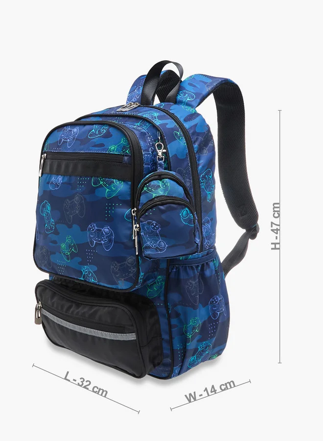 ال بي ال من شو اكسبرس حقيبة ظهر مدرسية بطبعة ألعاب مع جيب قابل للفصل