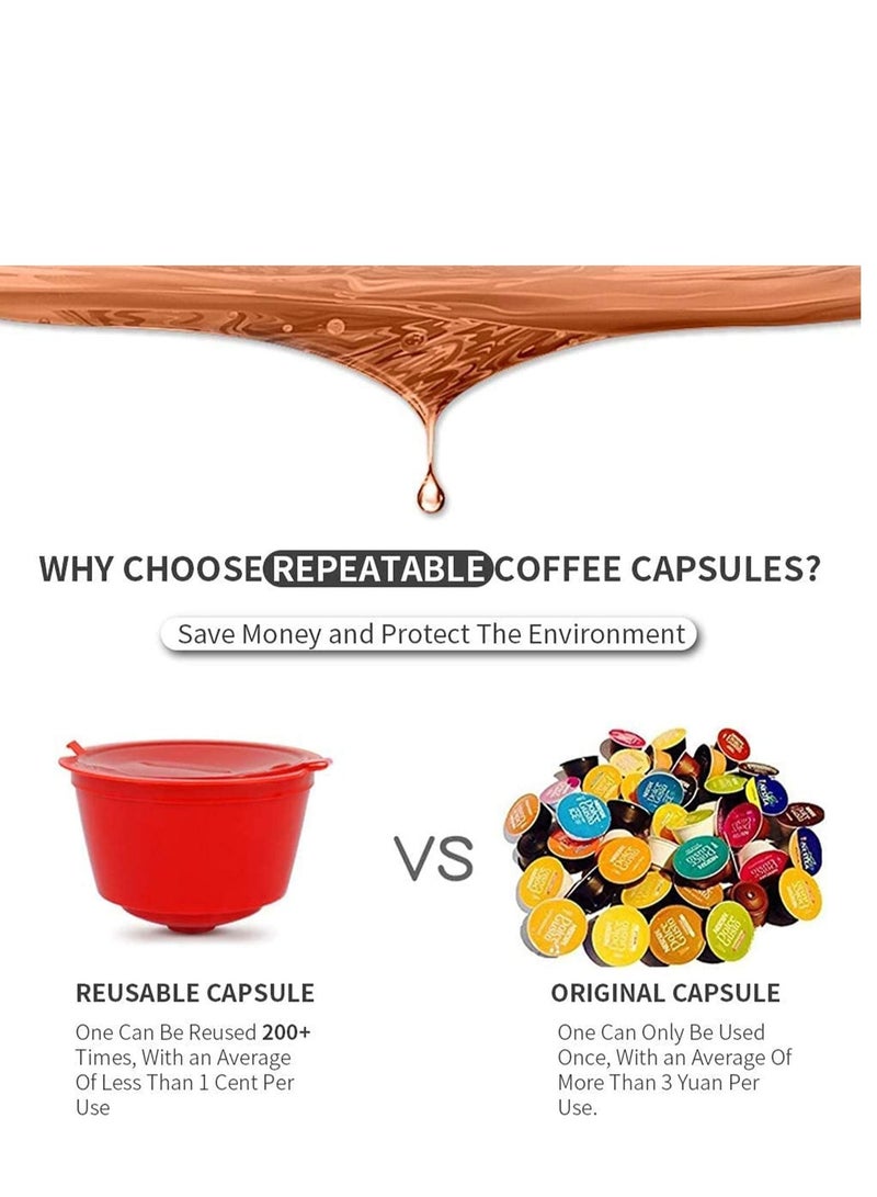 KASTWAVE Coffee Capsule Refillable Reusable 6 pcs, Colorful Refillable Capsule Pod Compatible Filter Cups BPA Free Coffee Pods with 1 Plastic Spoon and 1 Cleaning Brush  - Image 4