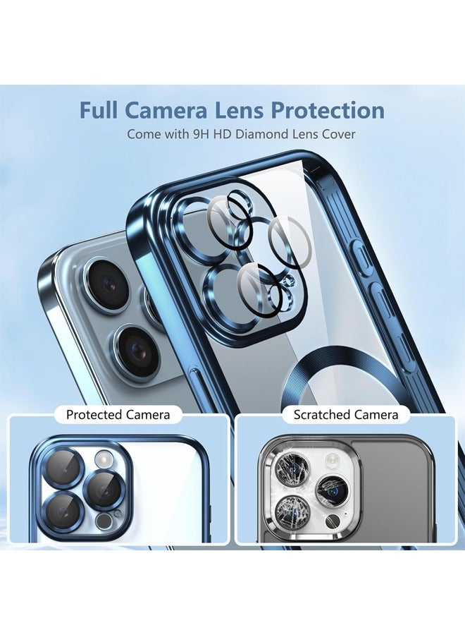 iPhone 16 Pro Max Case with Camera Lens Protector, [MagSafe Compatible][Anti-Scratch-Drop][Yellowing Resistant] Electroplated Durable TPU Magnetic iPhone 16 Pro Max Shockproof Case for Women Men, Blue  - Image 4