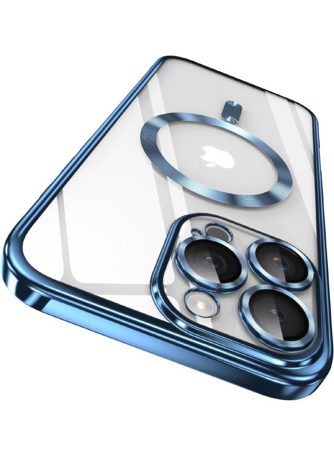 iPhone 16 Pro Max Case with Camera Lens Protector, [MagSafe Compatible][Anti-Scratch-Drop][Yellowing Resistant] Electroplated Durable TPU Magnetic iPhone 16 Pro Max Shockproof Case for Women Men, Blue  - Image 1