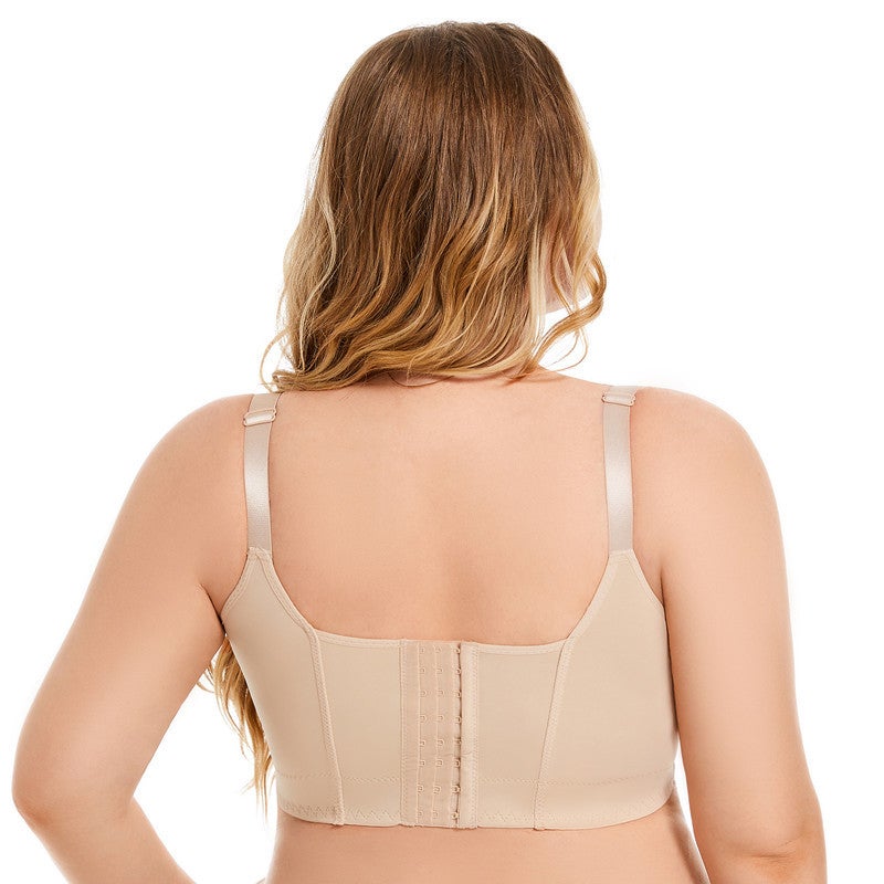 Large Size Thin Seamless Steel Ring Glossy Intimates Push-Up Adjustable Anti-Sagging Sports Beautiful Back Deep V Bra - Image 3