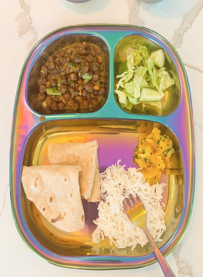 wellthya NourishMeal Kids Plates | Balanced Bites Divided Plates for Kids & Toddlers | Lunch Plates | 100% BPA Free & Dishwasher Safe | Pack of 2 (Rainbow) - Image 4
